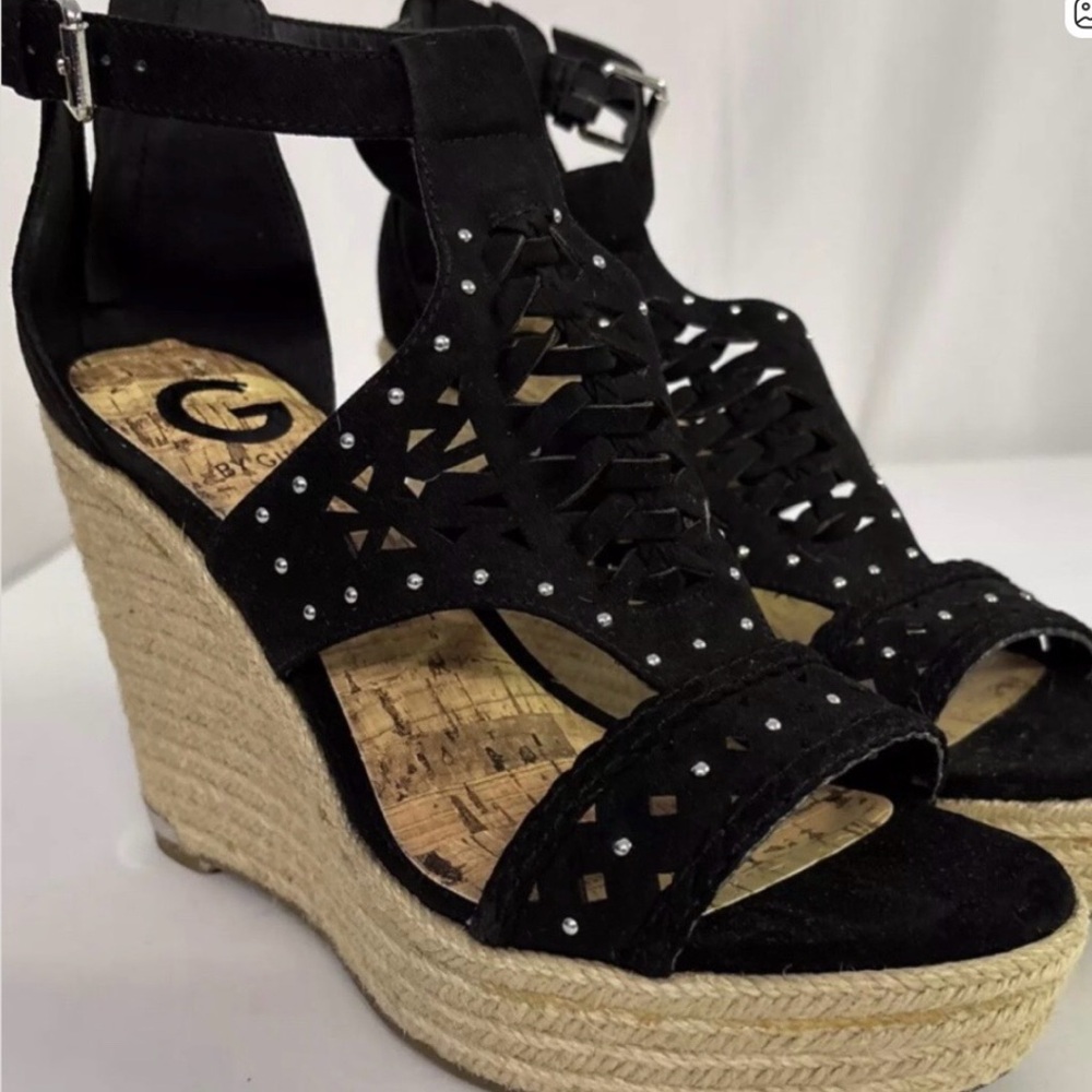 G by Guess Makayla Black Wedge Sandals